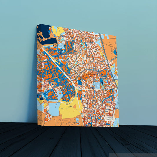 Hilden Germany Colorful City Map Canvas Print