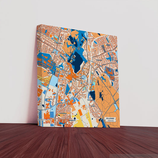 Hillerød Denmark Colorful City Map Canvas Print