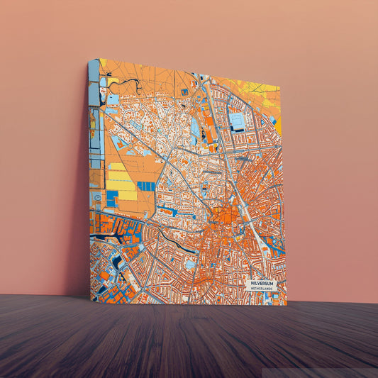 Hilversum Netherlands Colorful City Map Canvas Print