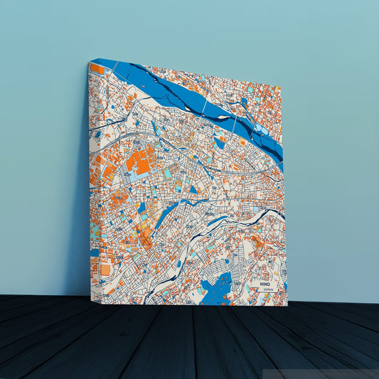 Hino Japan Colorful City Map Canvas Print
