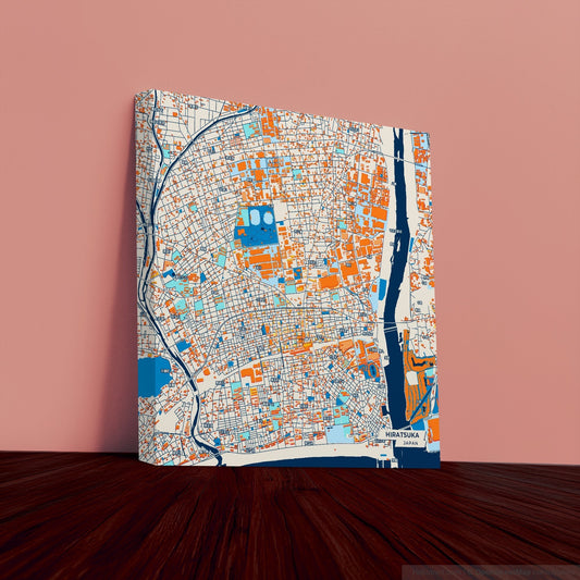 Hiratsuka Japan Colorful City Map Canvas Print