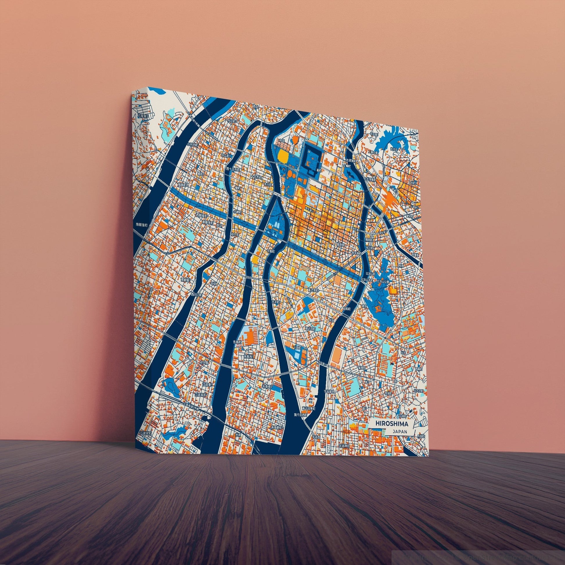 Hiroshima Japan Colorful City Map Canvas Print