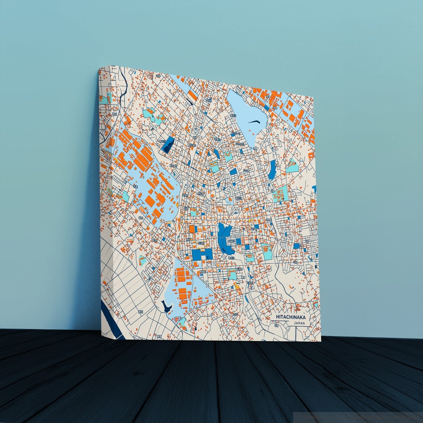 Hitachinaka Japan Colorful City Map Canvas Print