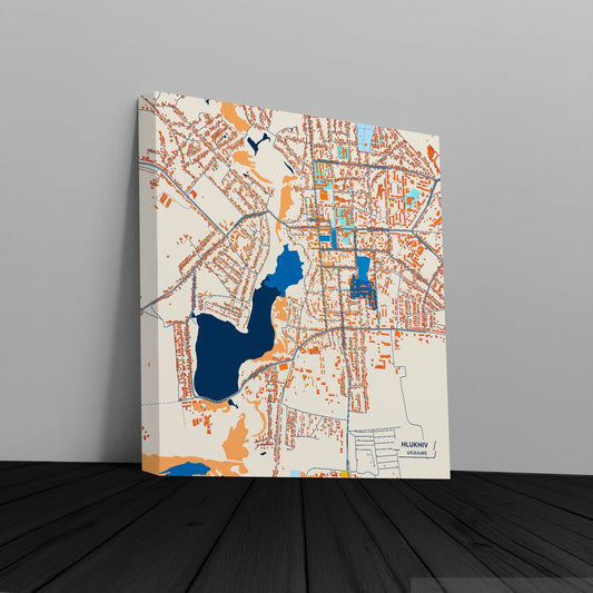 Хлухів Ukraine Colorful City Map Canvas Print