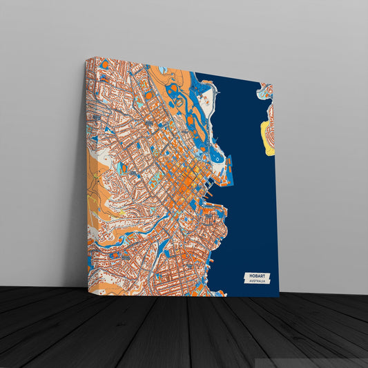 Hobart Australia Colorful City Map Canvas Print