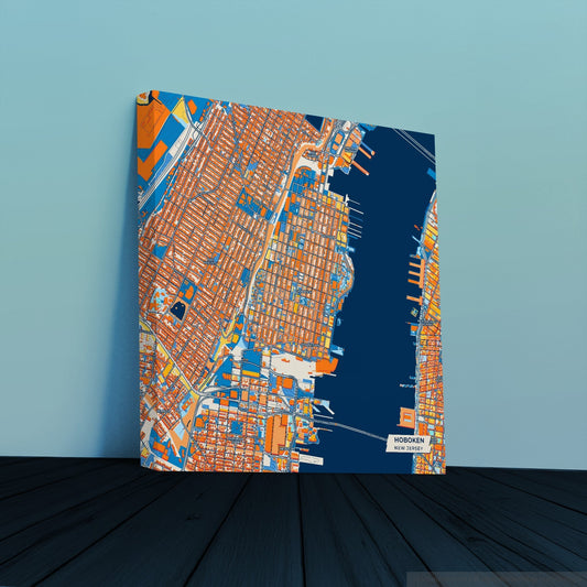 Hoboken New Jersey Colorful City Map Canvas Print