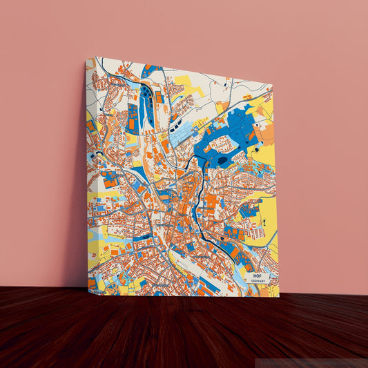 Hof Germany Colorful City Map Canvas Print