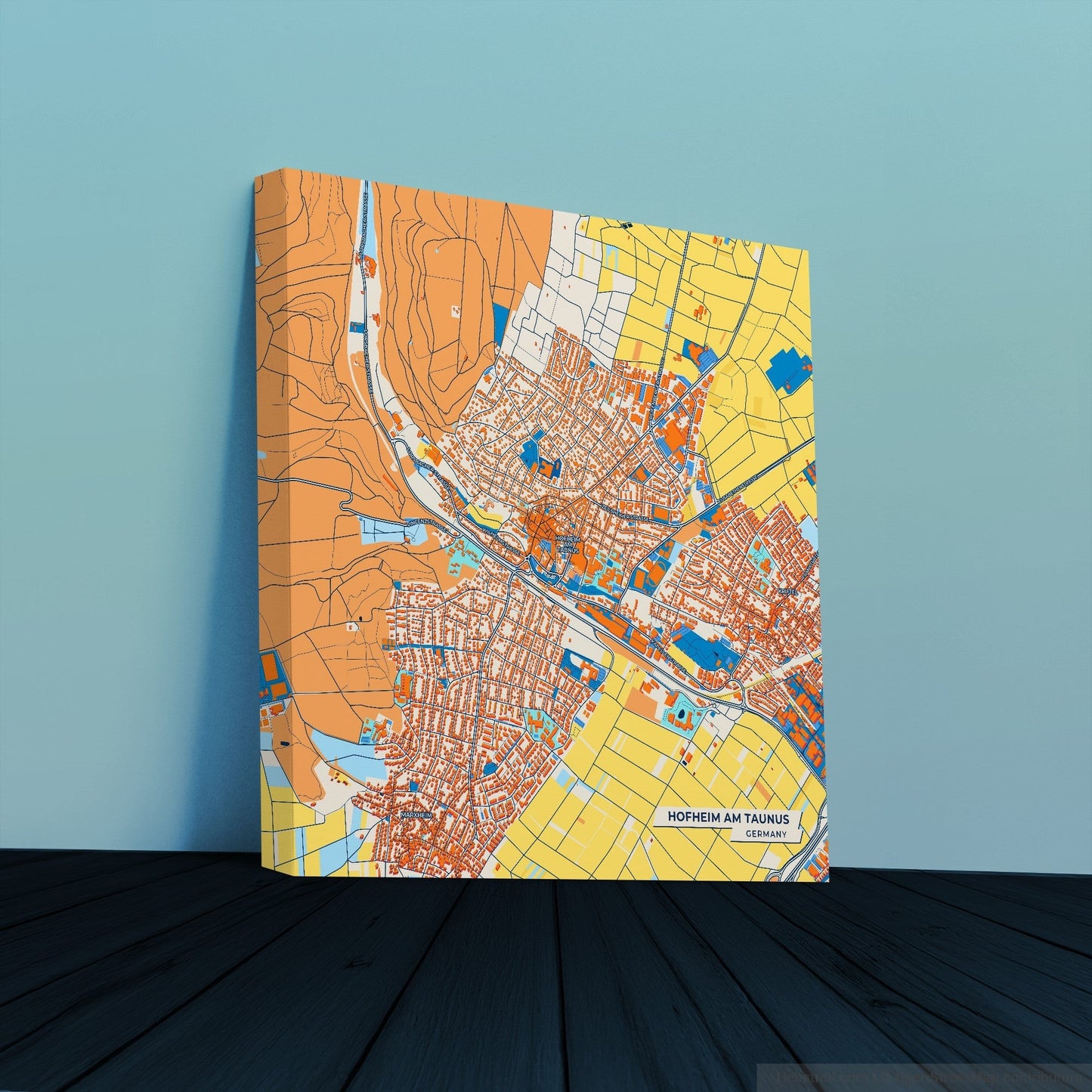 Hofheim Am Taunus Germany Colorful City Map Canvas Print