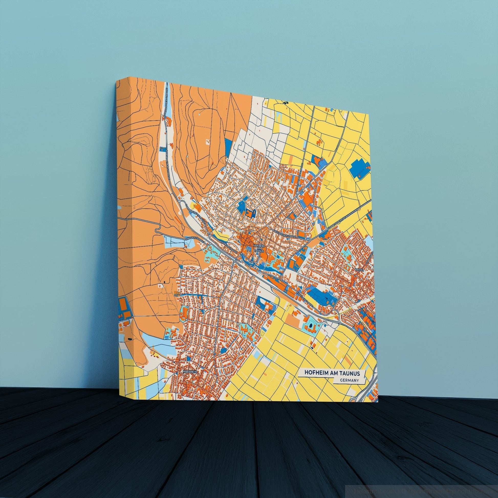 Hofheim Am Taunus Germany Colorful City Map Canvas Print
