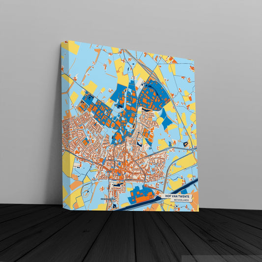 Hofvantwente Netherlands Colorful City Map Canvas Print