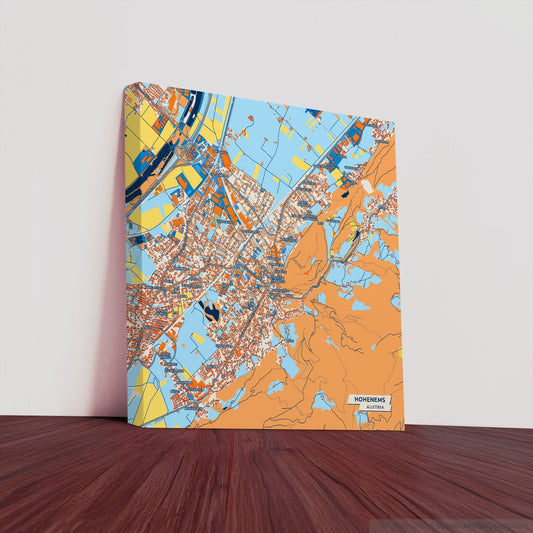 Hohenems Austria Colorful City Map Canvas Print
