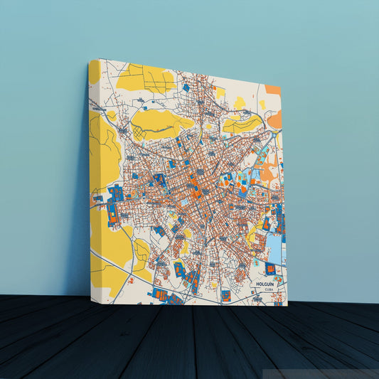 Holguín Cuba Colorful City Map Canvas Print