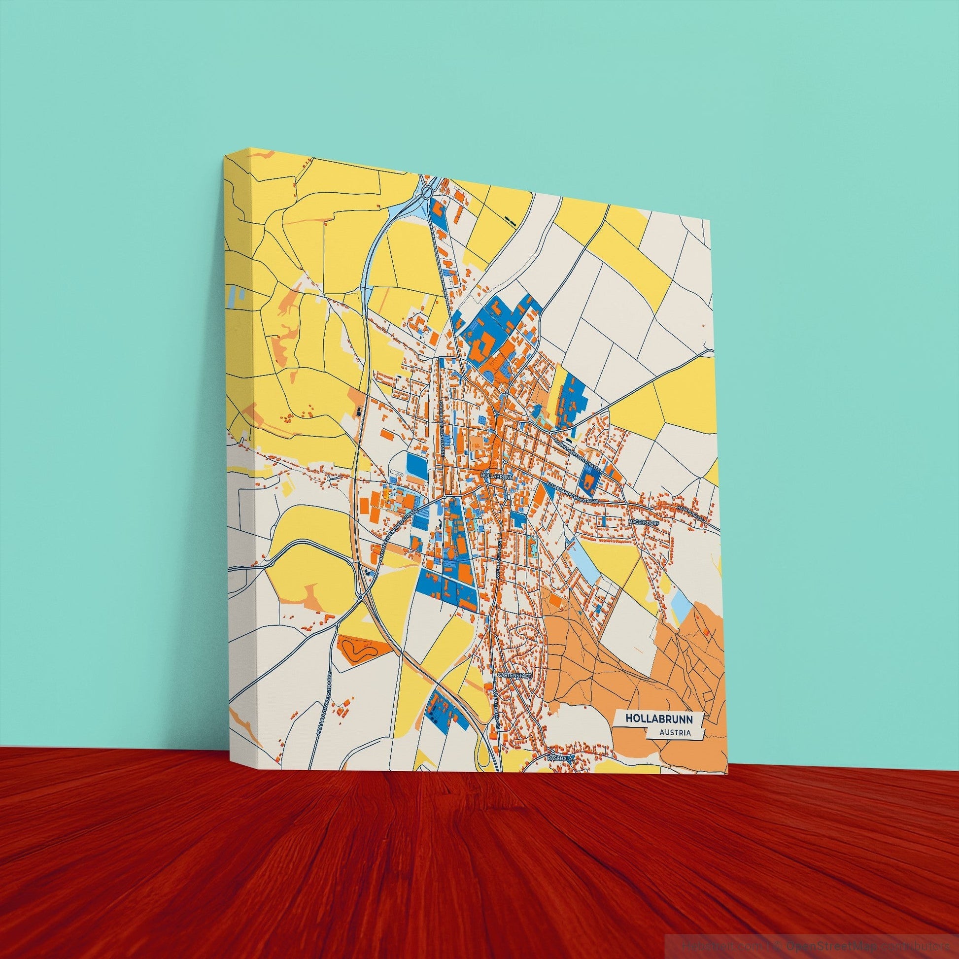 Hollabrunn Austria Colorful City Map Canvas Print