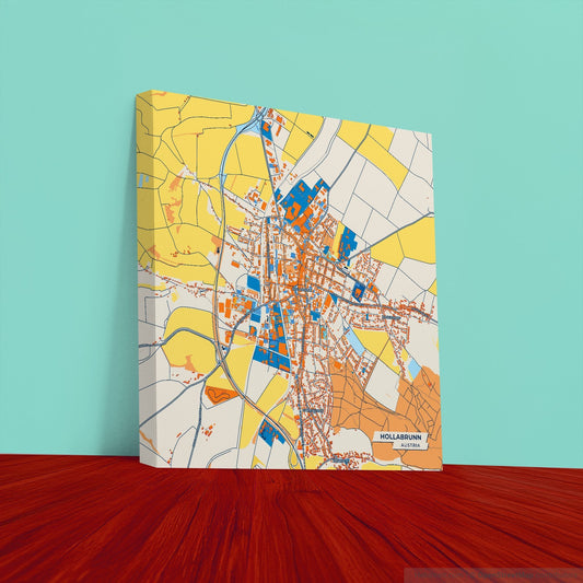 Hollabrunn Austria Colorful City Map Canvas Print