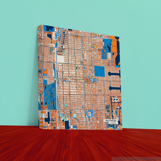 Hollywood Florida Colorful City Map Canvas Print