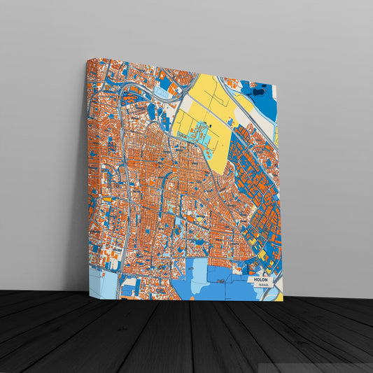 Holon Israel Colorful City Map Canvas Print