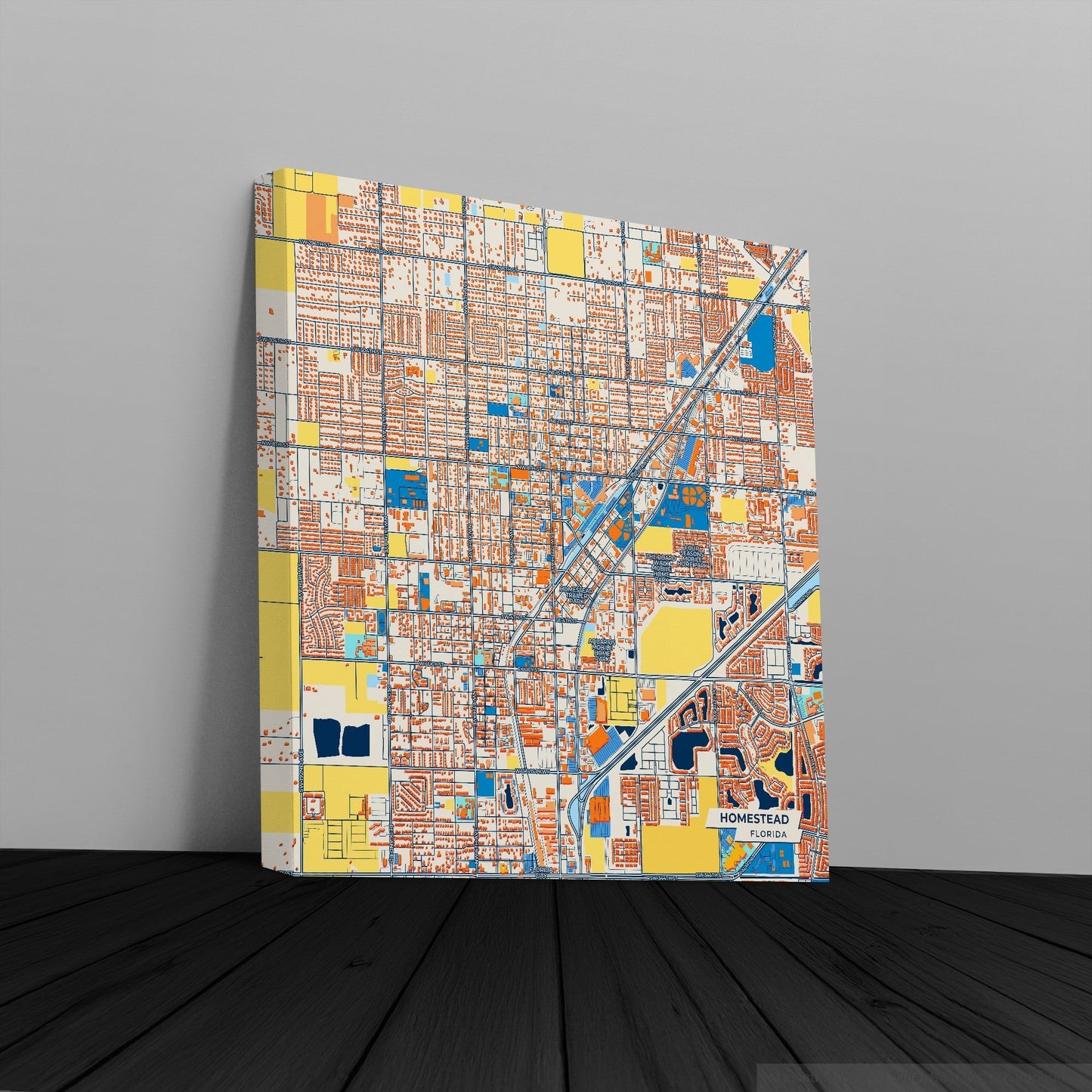 Homestead Florida Colorful City Map Canvas Print