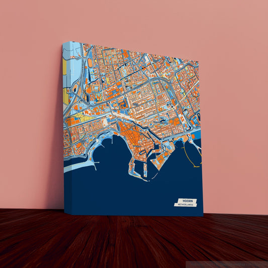Hoorn Netherlands Colorful City Map Canvas Print