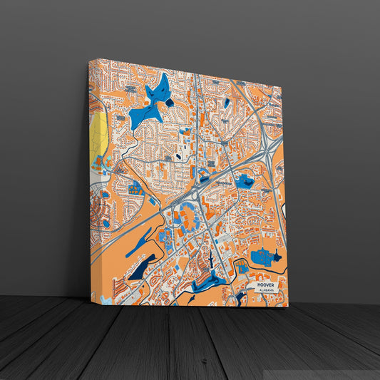 Hoover Alabama Colorful City Map Canvas Print
