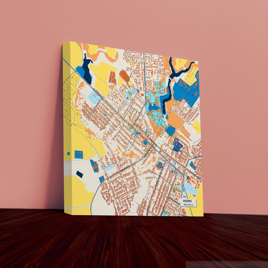 Хоркі Belarus Colorful City Map Canvas Print