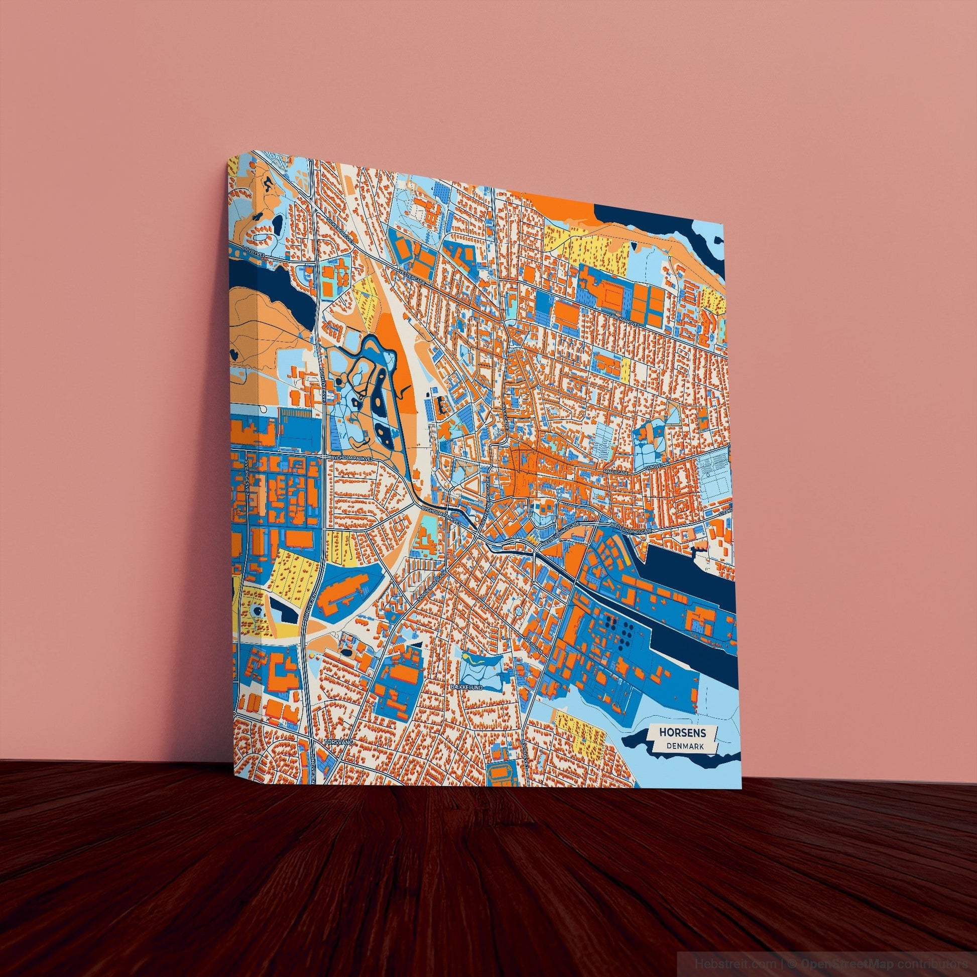 Horsens Denmark Colorful City Map Canvas Print