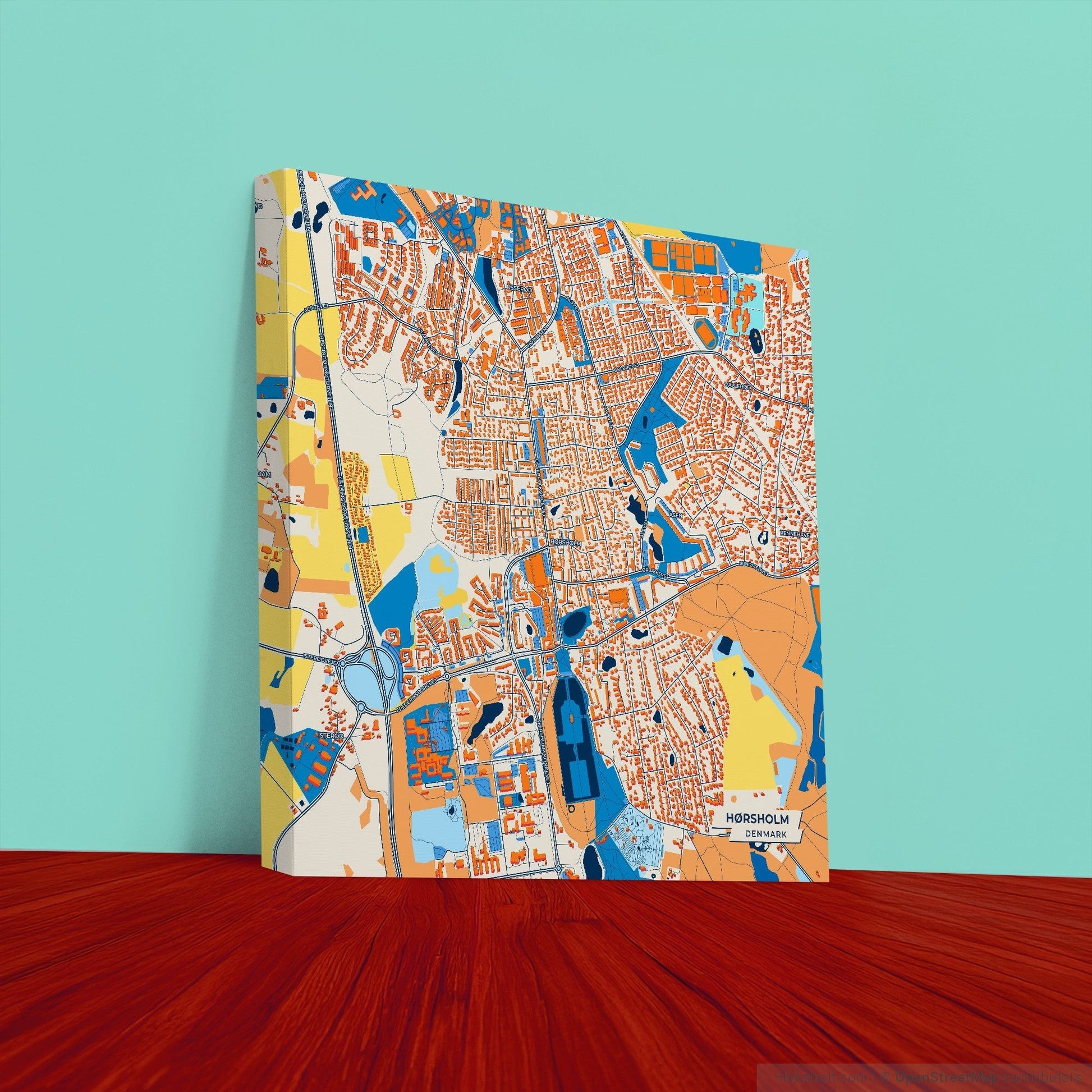 Hørsholm Denmark Colorful City Map Canvas Print
