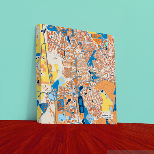 Hørsholm Denmark Colorful City Map Canvas Print
