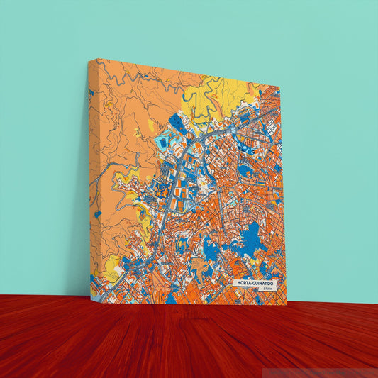 Horta-Guinardó Spain Colorful City Map Canvas Print
