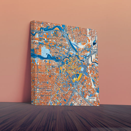Houston Texas Colorful City Map Canvas Print