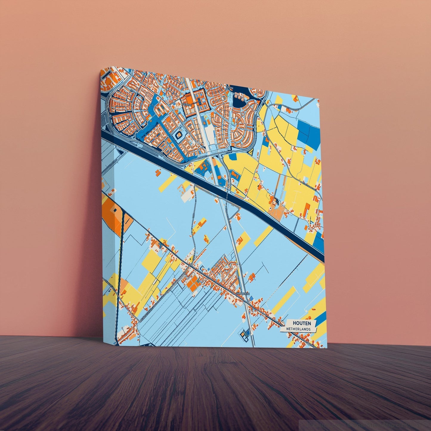 Houten Netherlands Colorful City Map Canvas Print