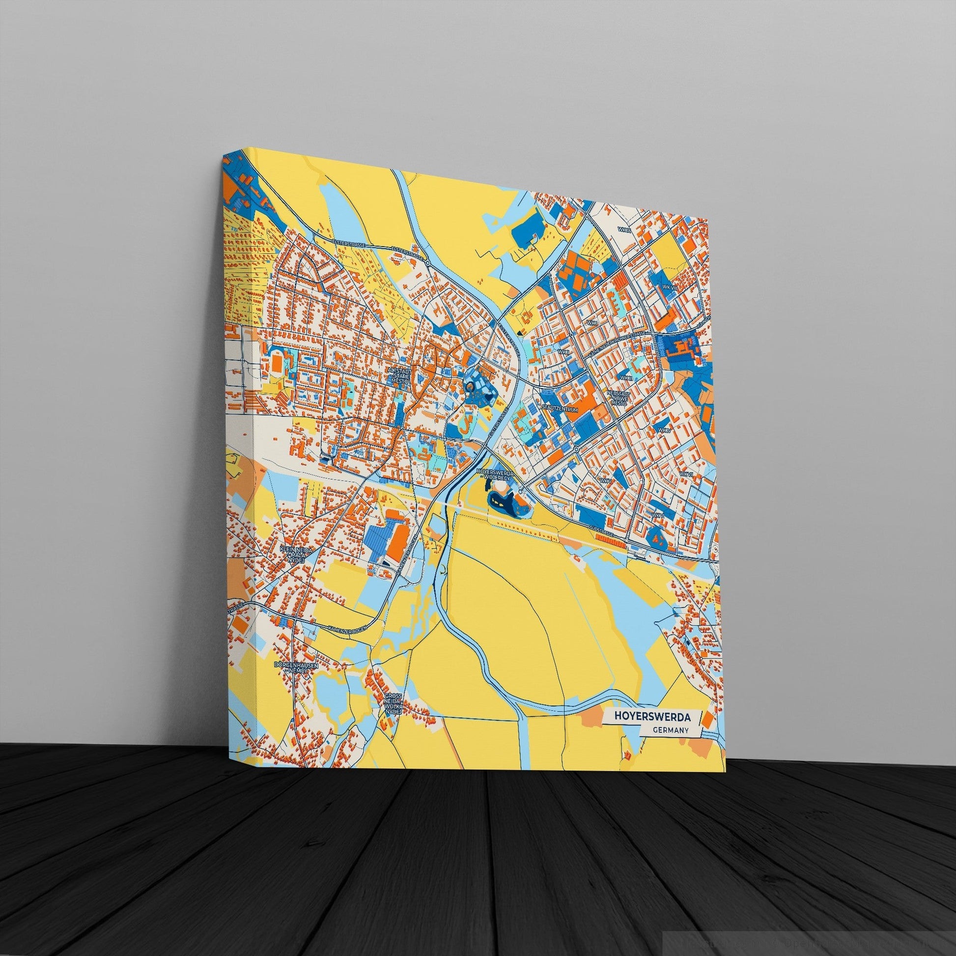 Hoyerswerda Germany Colorful City Map Canvas Print