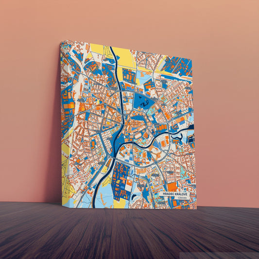 Hradeckrálové Czechia Colorful City Map Canvas Print