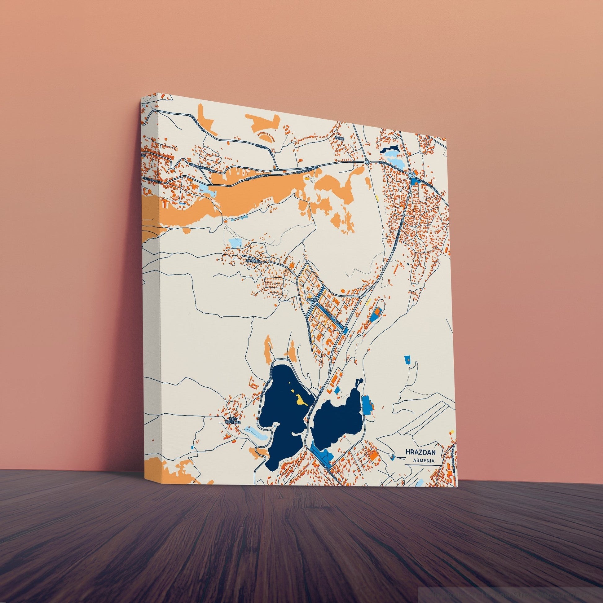 Hrazdan Armenia Colorful City Map Canvas Print