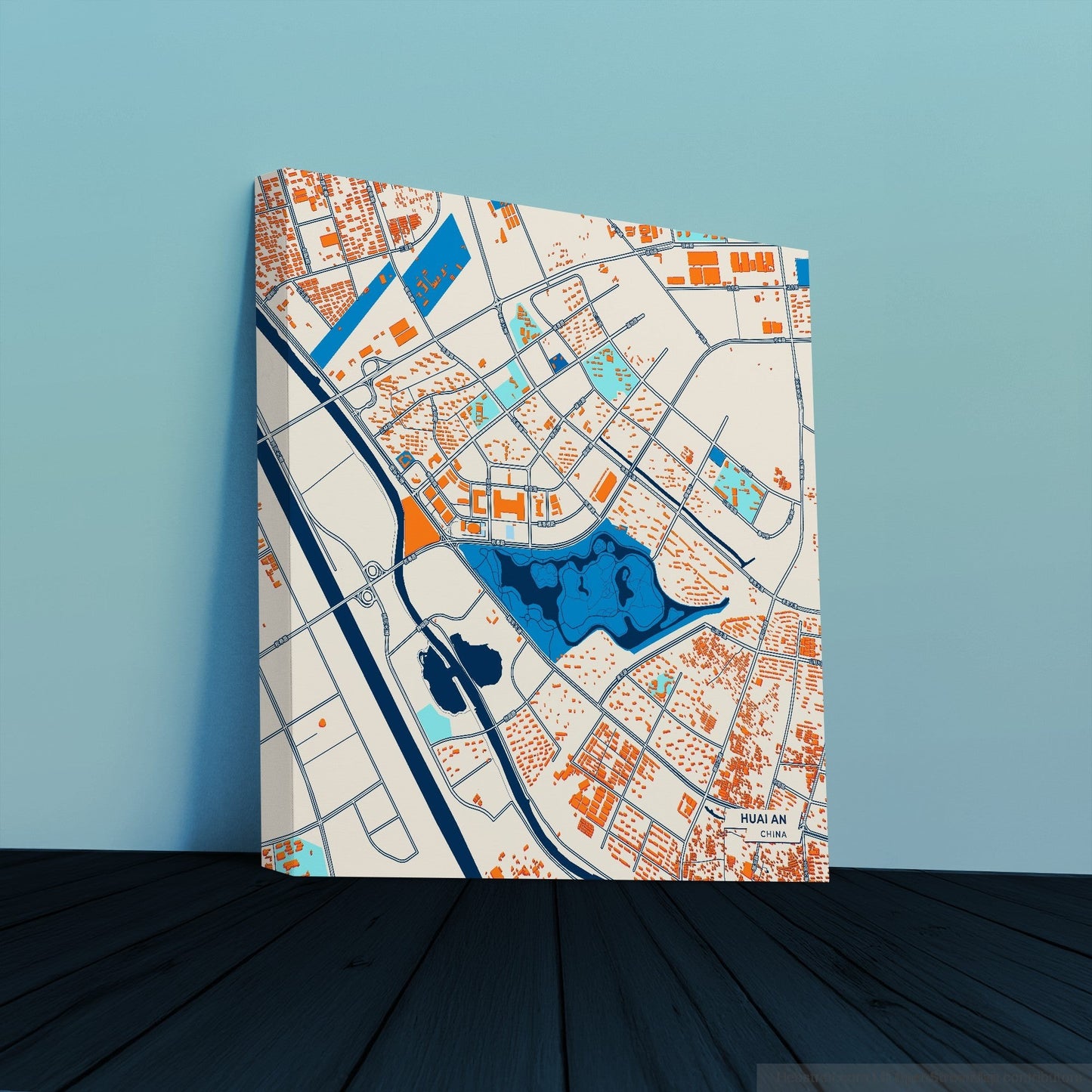 Huai An China Colorful City Map Canvas Print