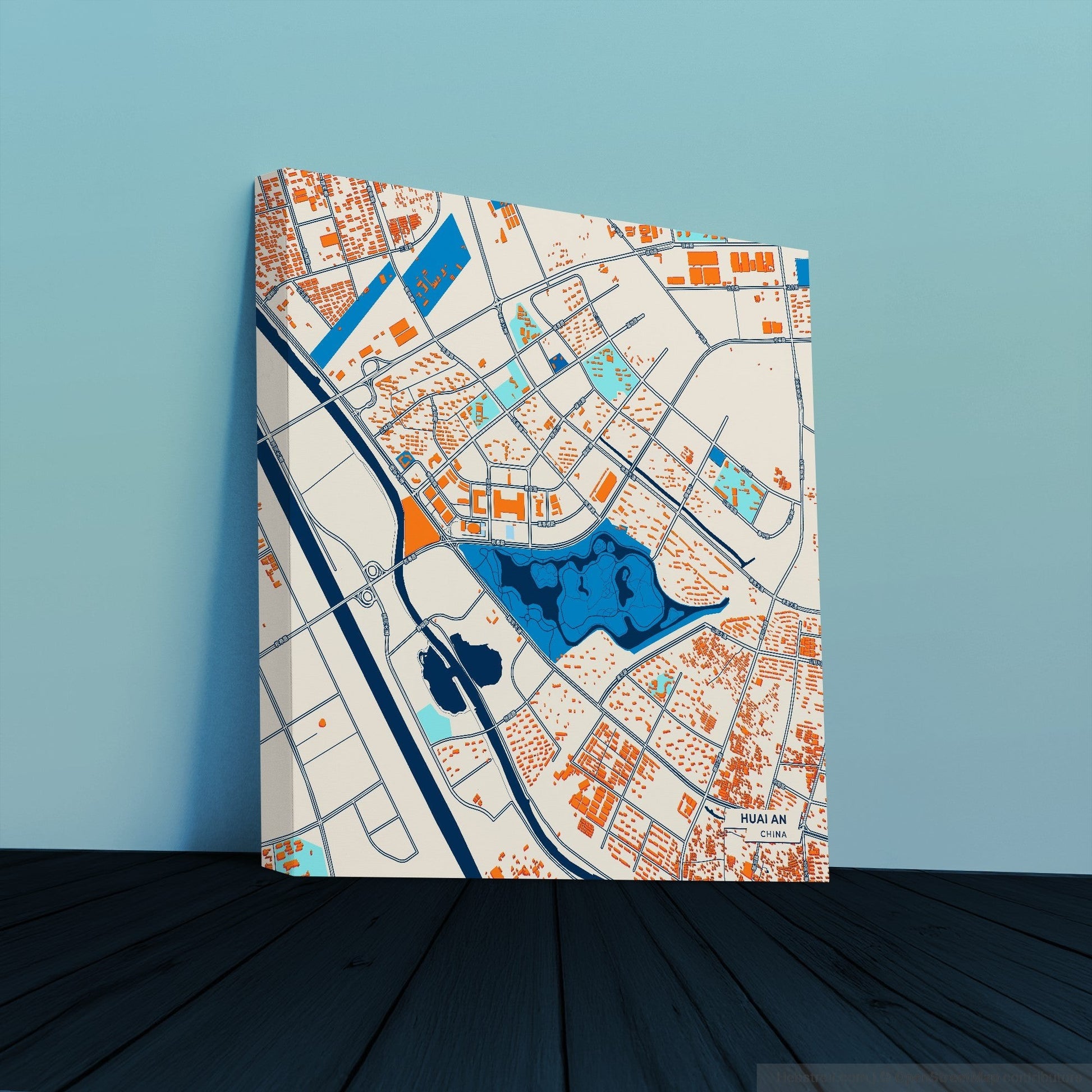 Huai An China Colorful City Map Canvas Print