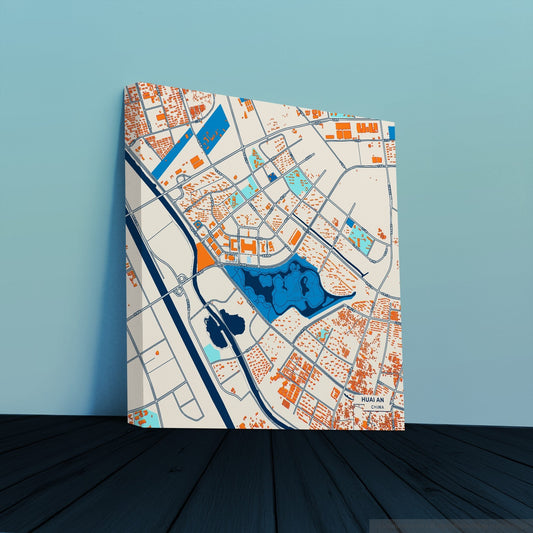 Huai An China Colorful City Map Canvas Print
