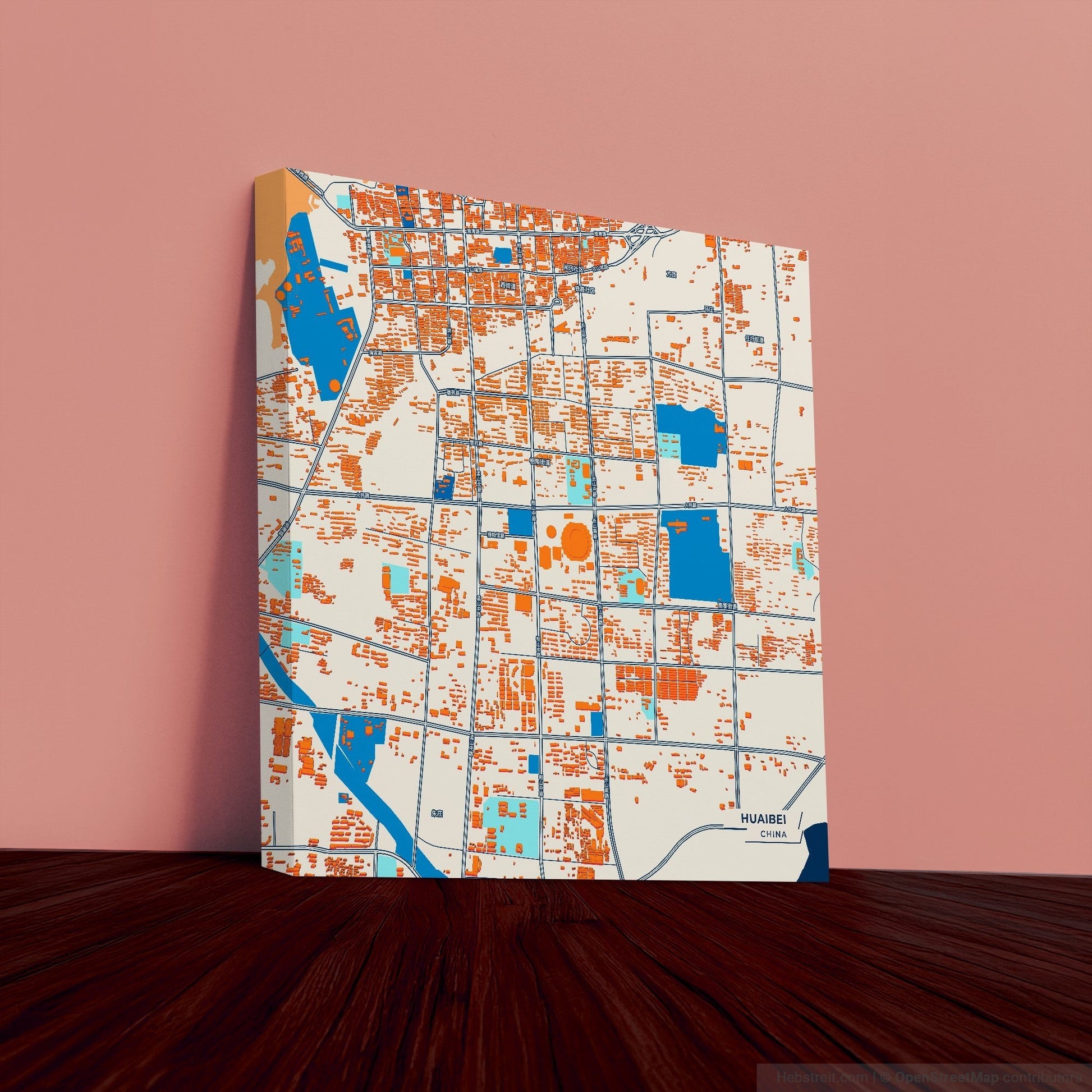 Huaibei China Colorful City Map Canvas Print