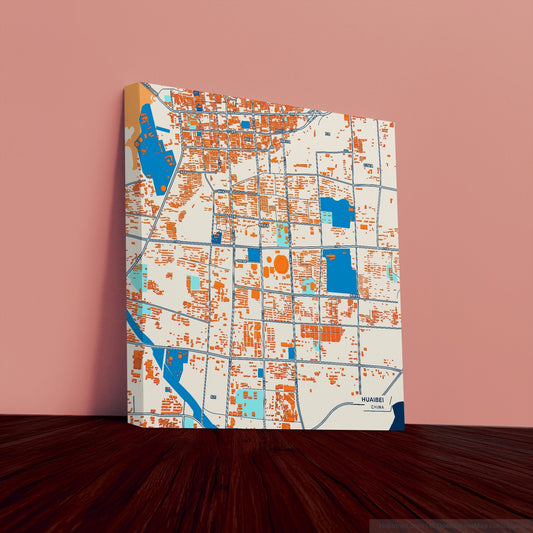 Huaibei China Colorful City Map Canvas Print