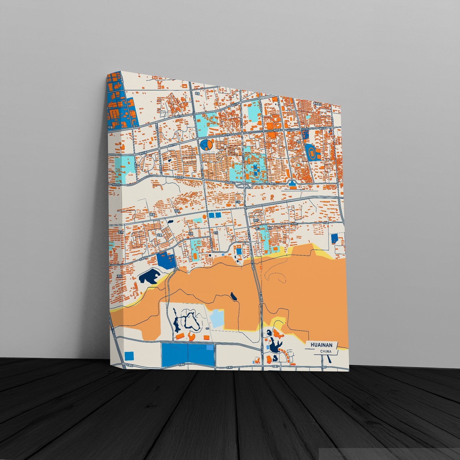 Huainan China Colorful City Map Canvas Print
