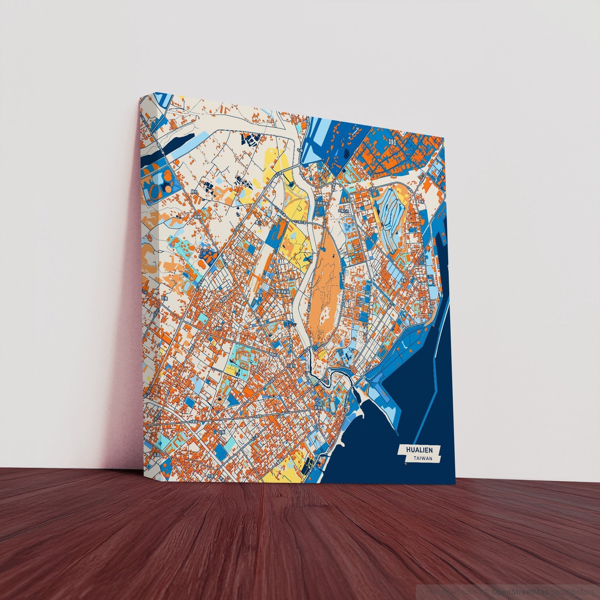 Hualien Taiwan Colorful City Map Canvas Print