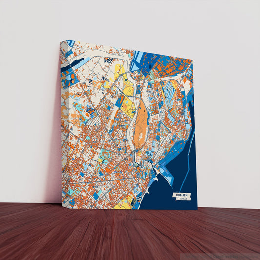 Hualien Taiwan Colorful City Map Canvas Print