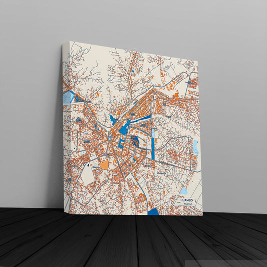 Huambo Angola Colorful City Map Canvas Print