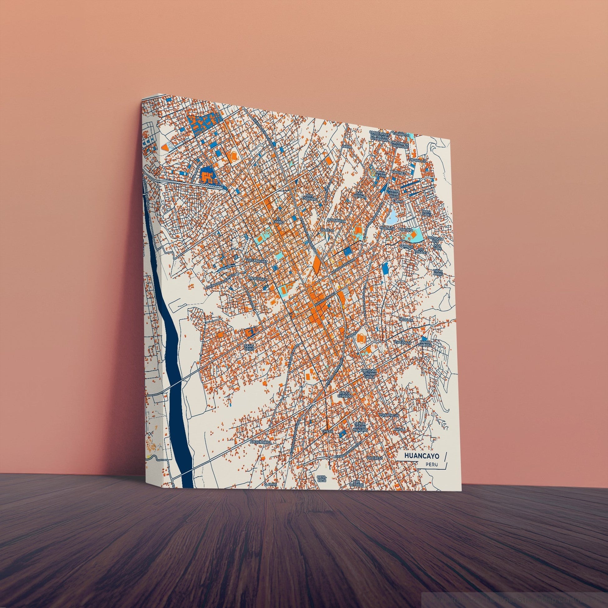 Huancayo Peru Colorful City Map Canvas Print