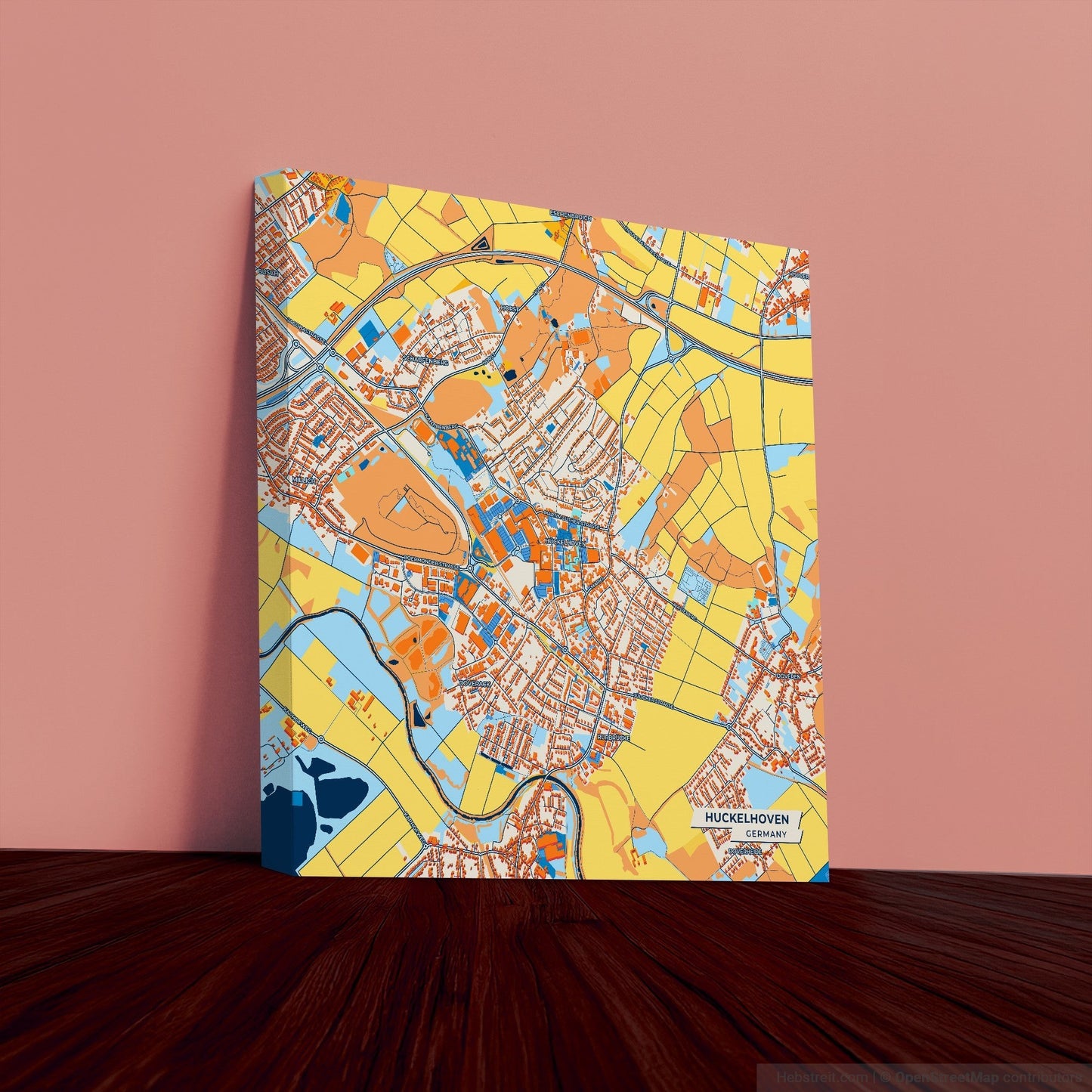 Hückelhoven Germany Colorful City Map Canvas Print