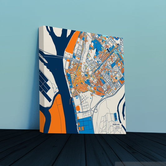 Huelva Spain Colorful City Map Canvas Print