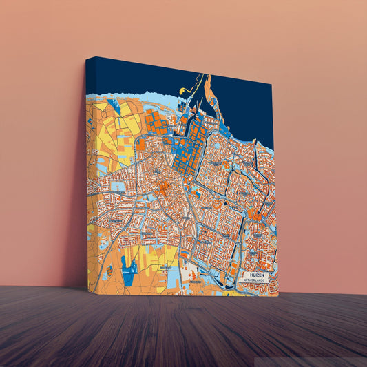 Huizen Netherlands Colorful City Map Canvas Print
