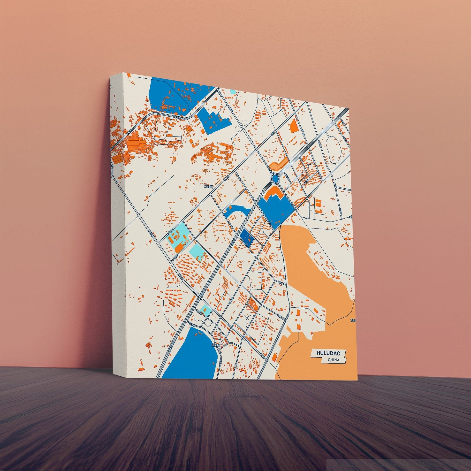 Huludao China Colorful City Map Canvas Print