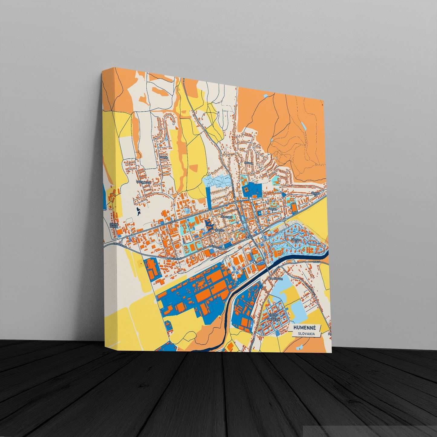 Humenné Slovakia Colorful City Map Canvas Print