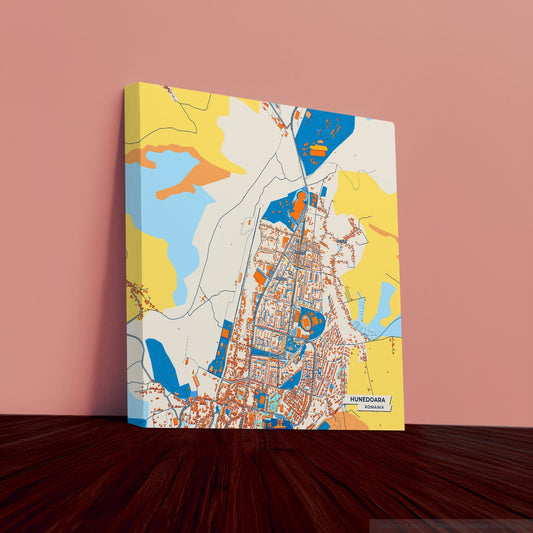 Hunedoara Romania Colorful City Map Canvas Print