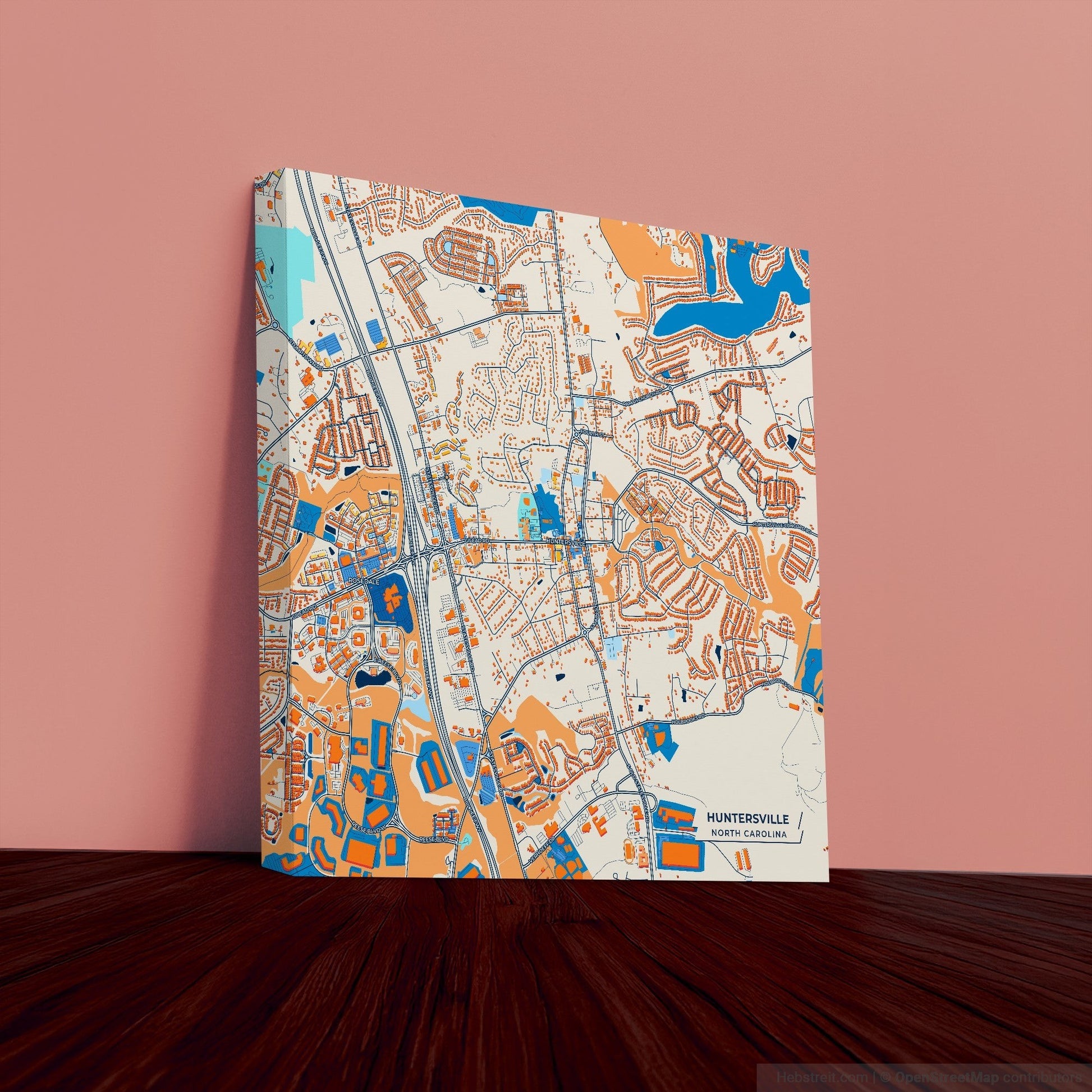 Huntersville North Carolina Colorful City Map Canvas Print